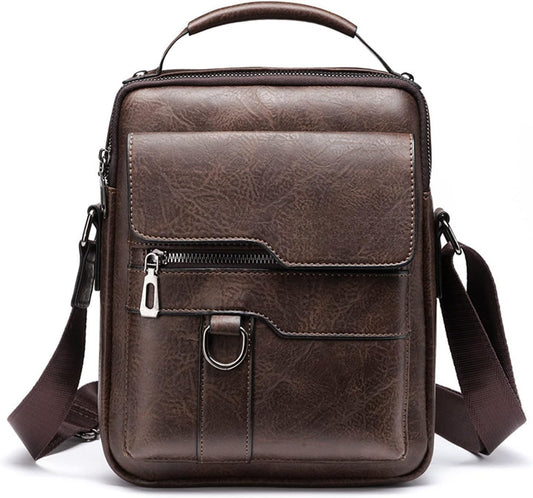 Vintage Genuine Leather Crossbody Bag for Men – Small Shoulder Satchel Handbag for Daily Use