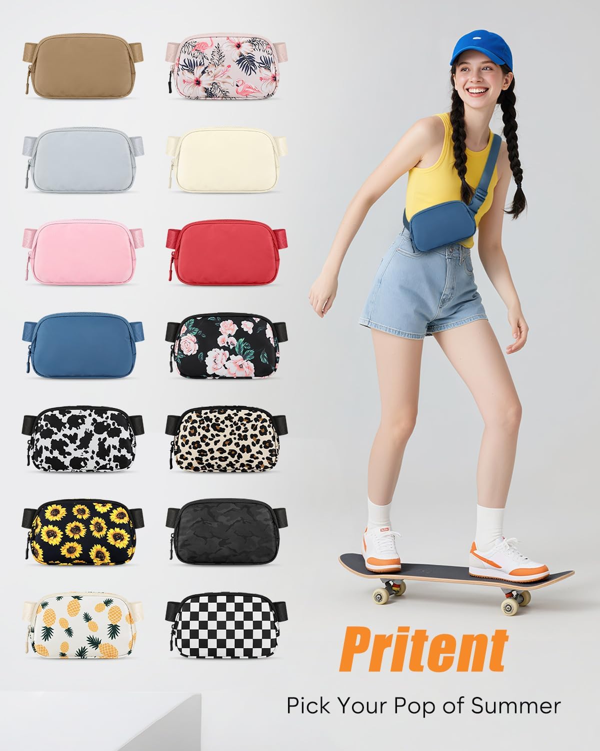Fanny Packs for Women Cross Body Bag Waterproof Belt Bag with Adjustable Strap and Zipper Back Pocket Small Crossbody Bags Fashion Waist Packs for Workout Travelling(Navy Blue)