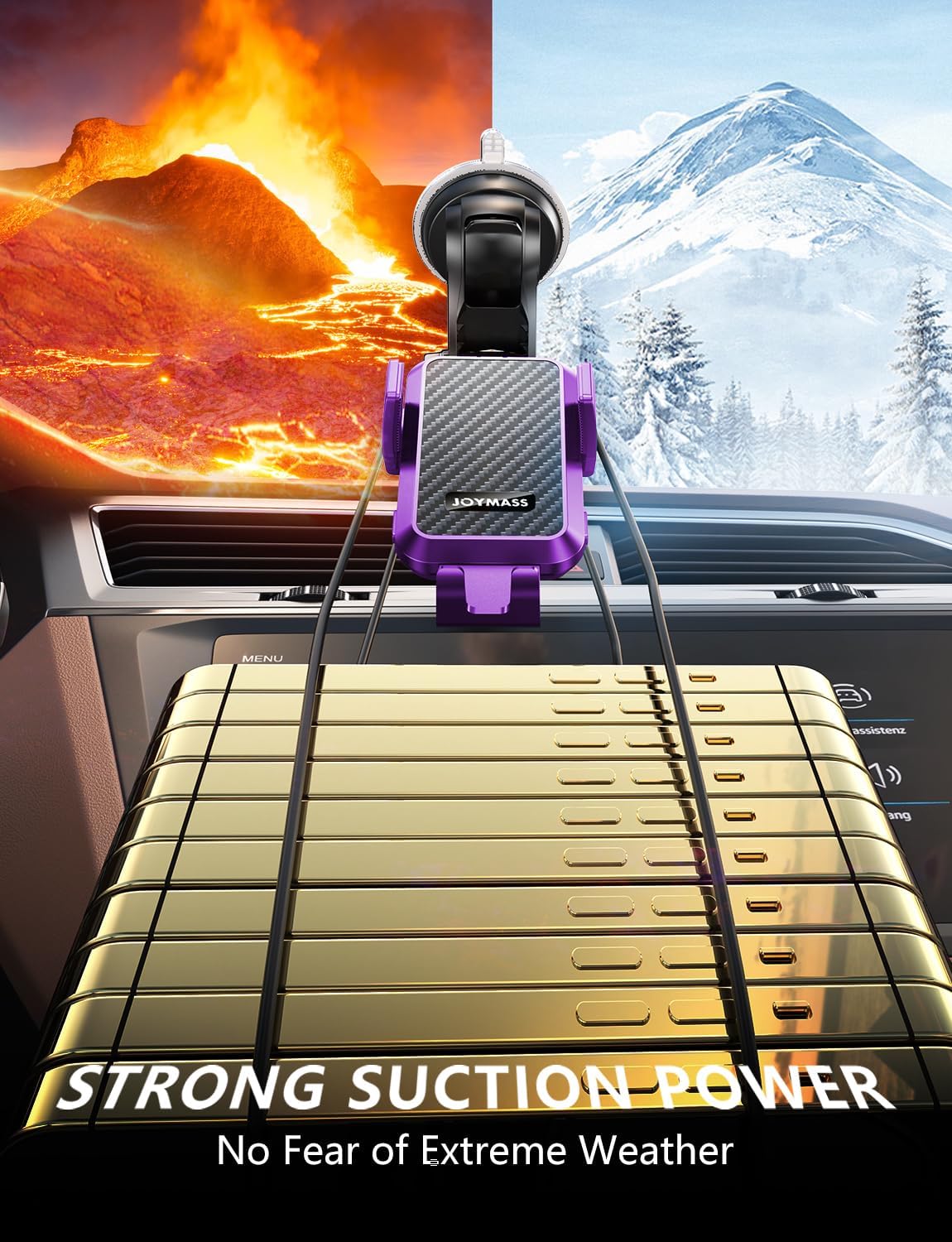 Wireless Car Charger, Phone Holders for Your Car, 15W Auto Clamping Phone Mount Car Accessories for iPhone 16 15 14 13 12 Mini Pro Max, Samsung Galaxy S24 Ultra S23 S22+ Note 20, etc - Purple