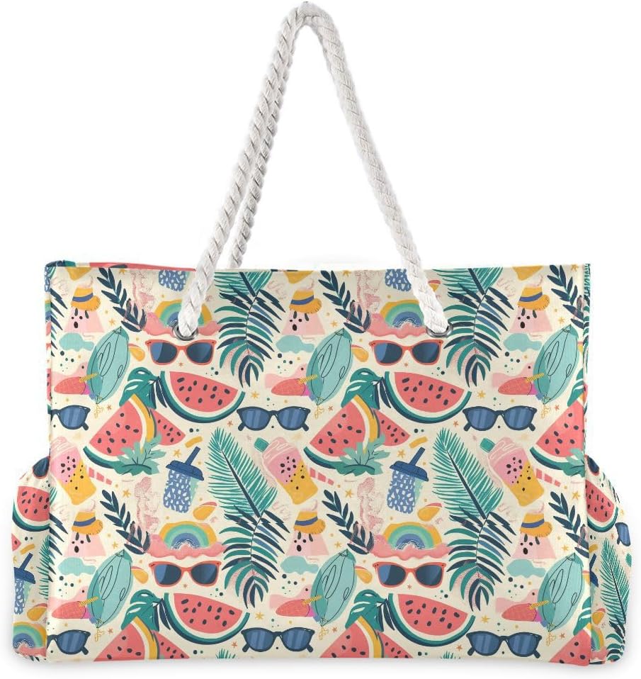senya Large Beach Shoulder Bags Canvas Tote Water Resistant for Gym Travel Daily