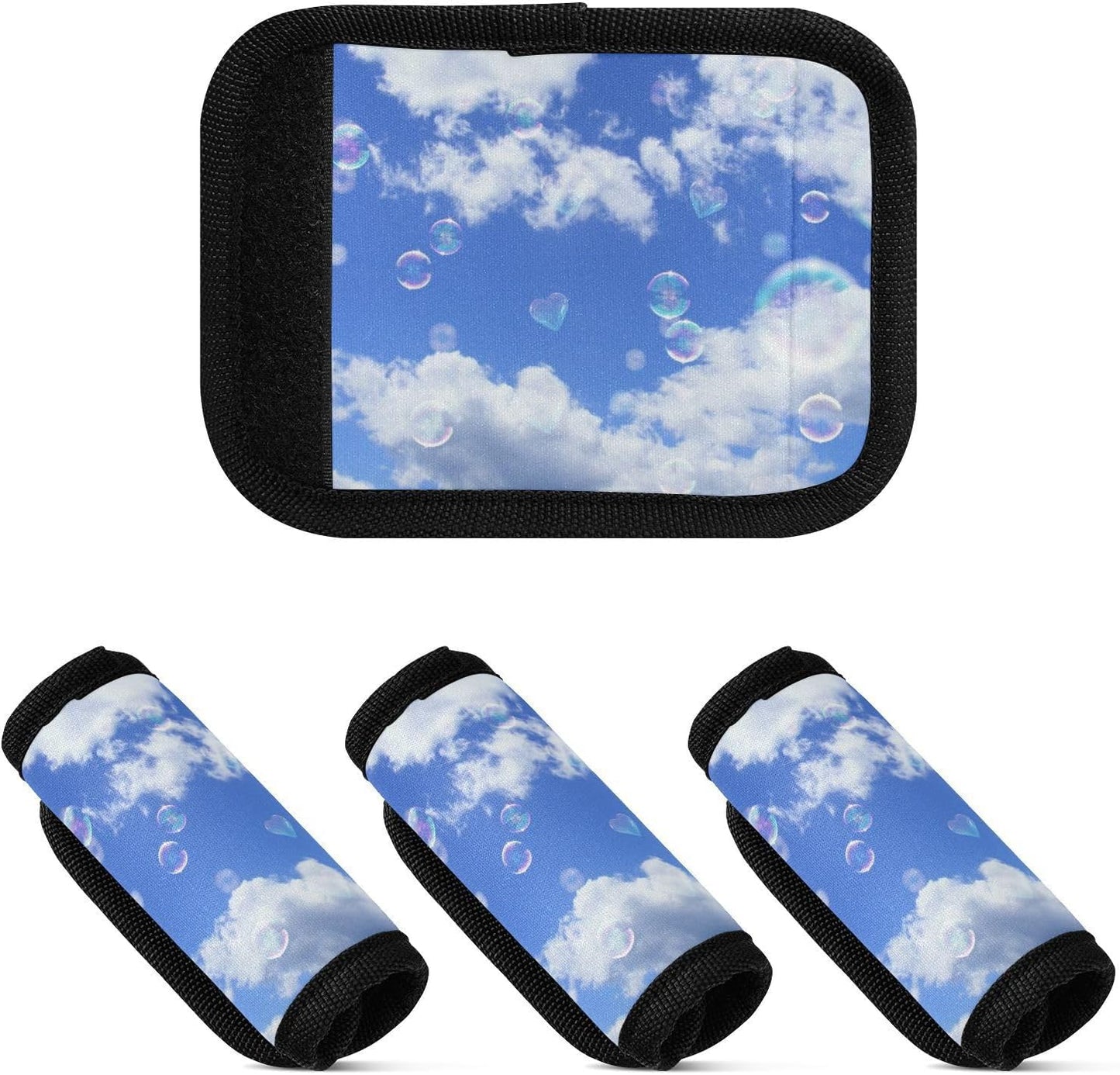 4Pcs Luggage Handle Wrap Suitcase Identifier Handle Covers Tags Soft Travel Bags Luggage Handle Gripper Accessories for Airplane Flying Heaven Blue