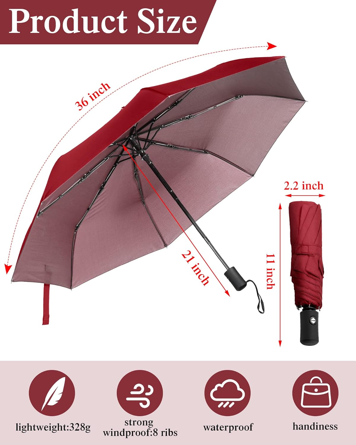 Wesiti 10 Pack Rain Umbrellas Bulk Automatic Open Close Collapsible Umbrella for Men Women