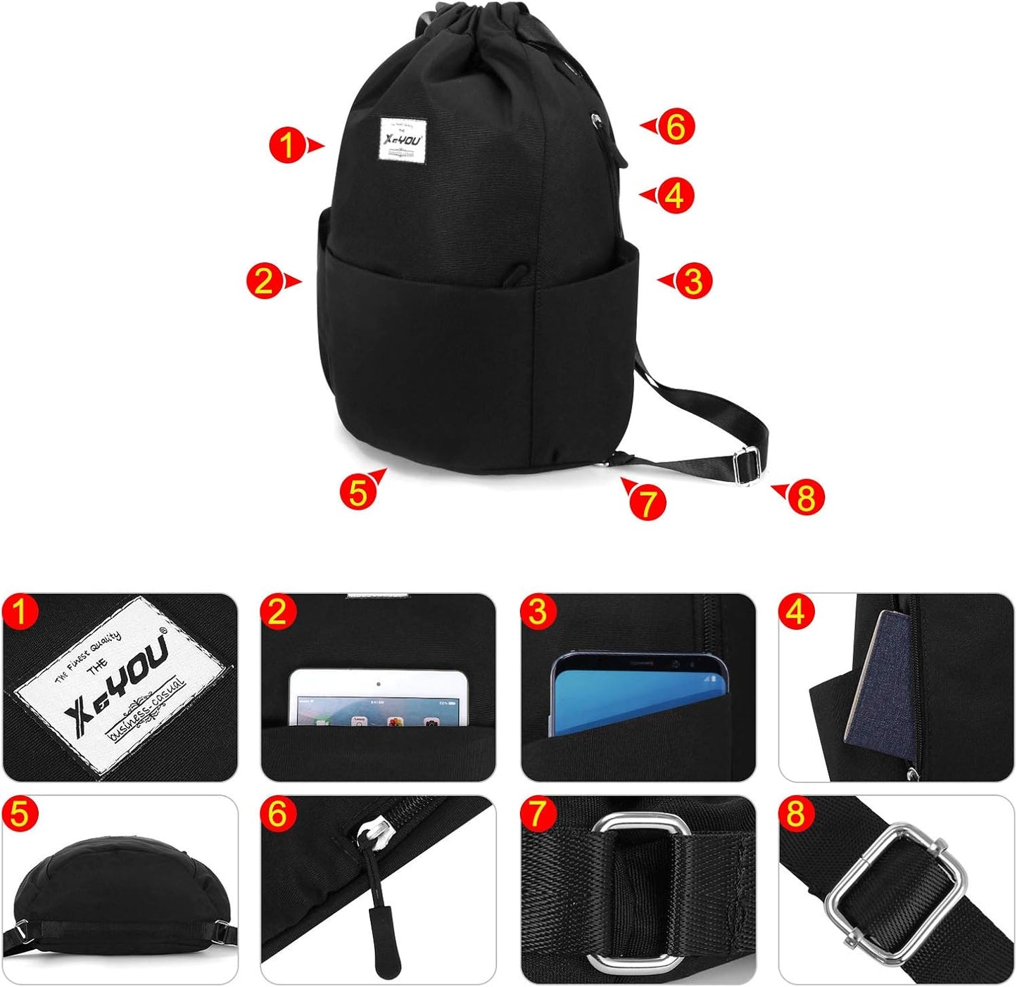 XEYOU Drawstring Sports Backpack Lightweight Gym Yoga Sackpack Shoulder Rucksack Casual Outdoor Daypack for Women and Men