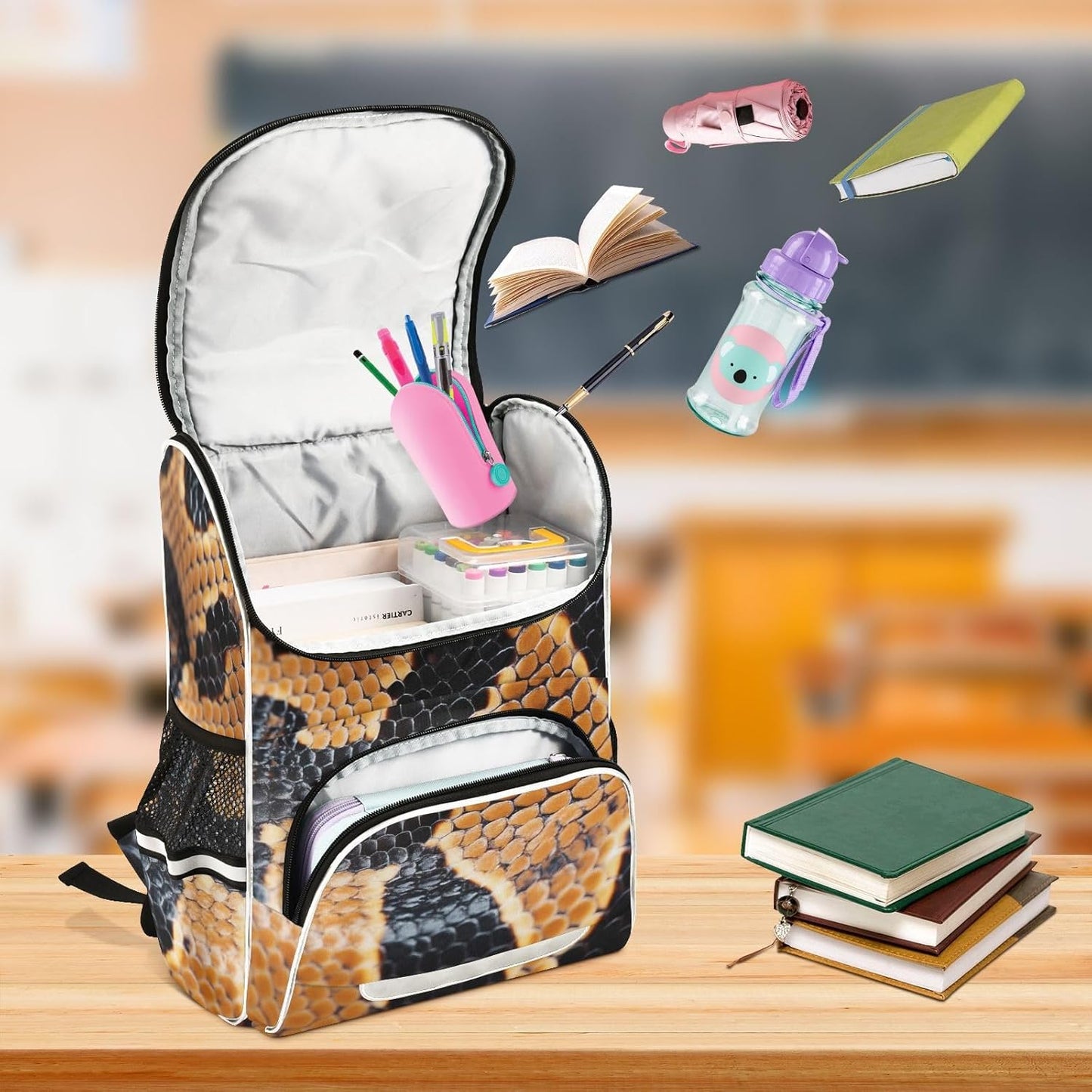 Snake Skin Cute Backpack For Girls Kids Backpack Boys Teen School Bag Bookbag Travel Daypacks