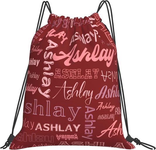 Personalized Drawstring Bag with Your Name Drawstring Backpack for Men Women Small Gym Beach Shopping Sport Yoga Bag (Custom Name-9)