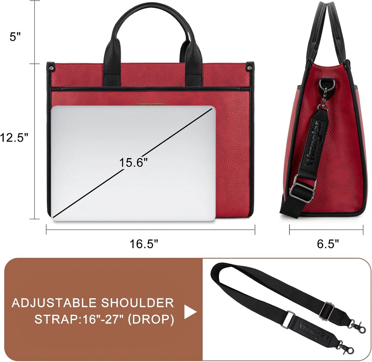 Wrangler Laptop Bag for Women 15.6 Inch Vintage Work Tote Bag for Business Briefcase Handbag with Adjustable Shoulder Strap