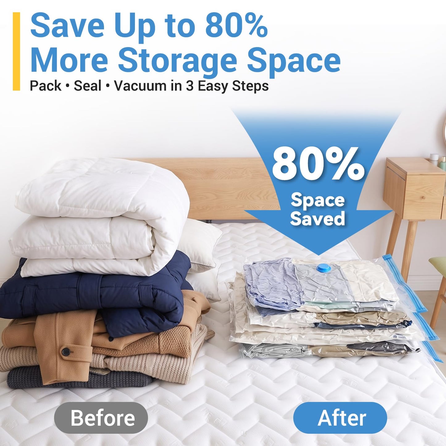 Fygrip 80% Space Saver Vacuum Storage Bags with Hand Pump, 20 Combo