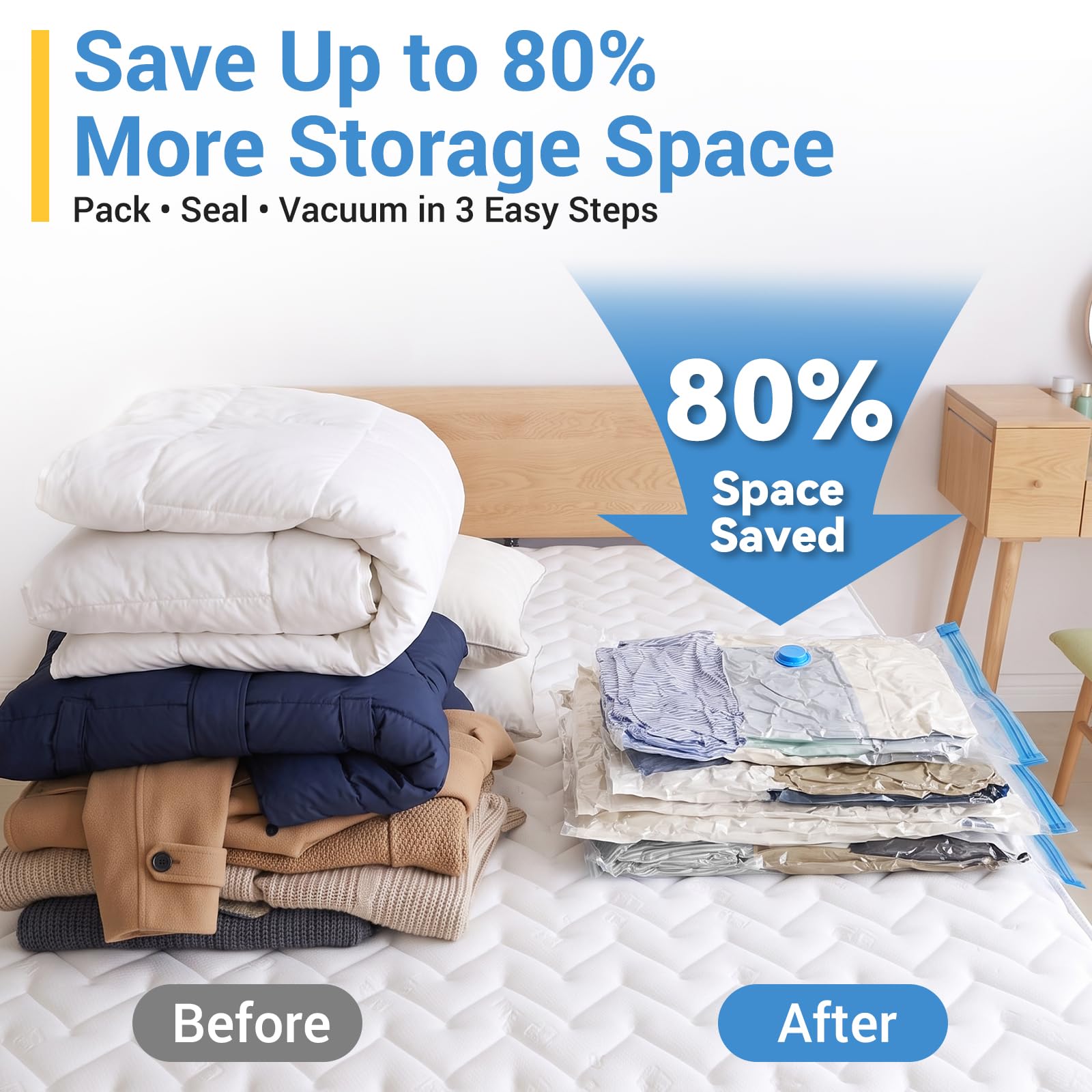 Fygrip 80% Space Saver Vacuum Storage Bags with Hand Pump, 20 Combo