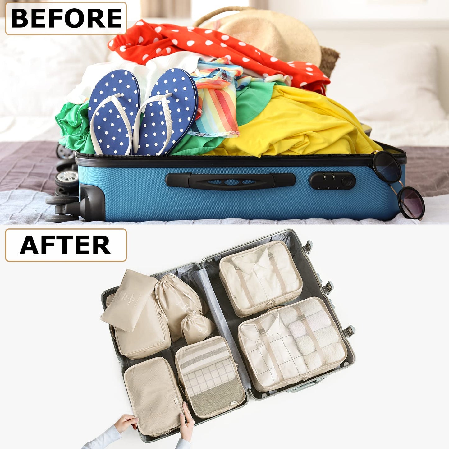LANSKLBD 6/8 Set Packing Cubes for Suitcases Travel Luggage Packing Organizers,Travel Accessories