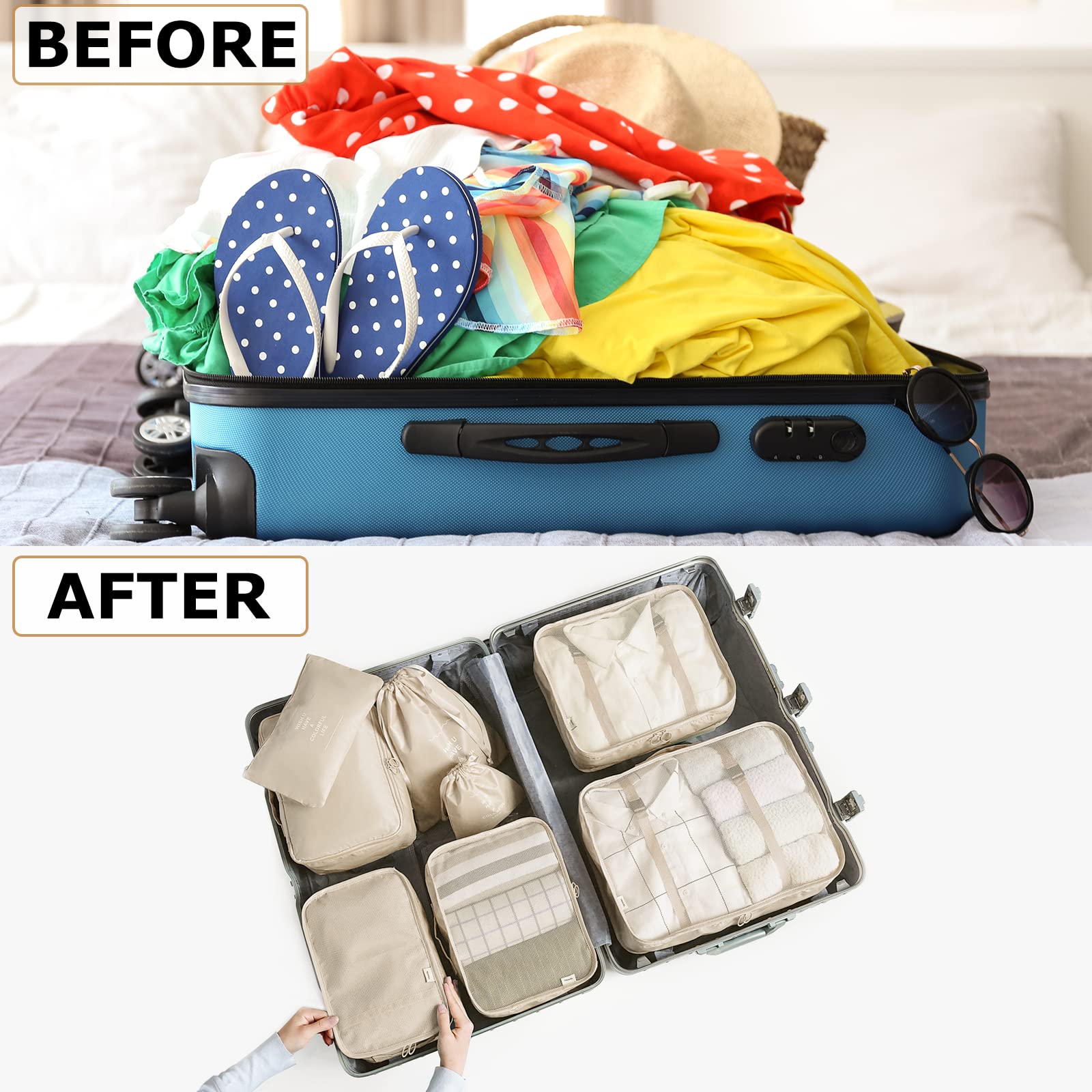 LANSKLBD 6/8 Set Packing Cubes for Suitcases Travel Luggage Packing Organizers,Travel Accessories