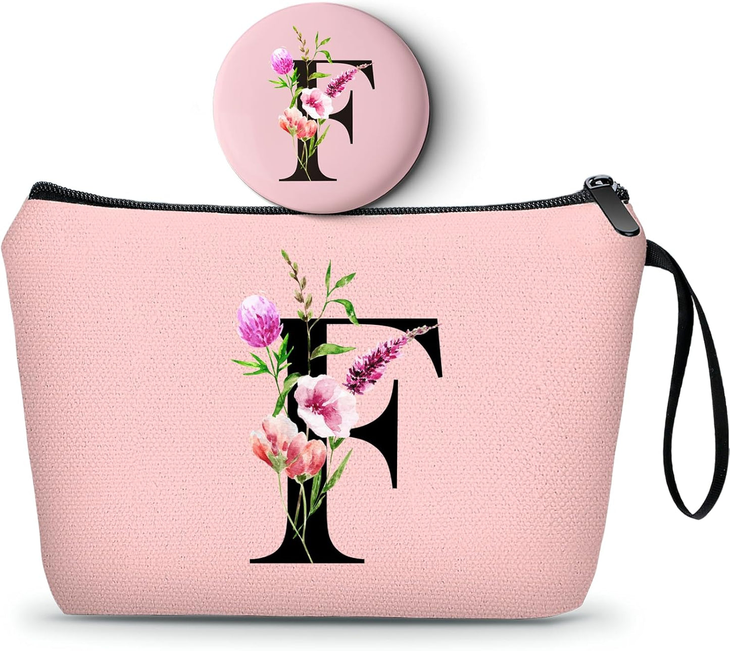 Birthday Thank You Appreciation Monogrammed Gifts for Mom Aunt Teacher Sister Friend Coworkers Bride Bridesmaid Makeup Cosmetic Bag with Mirror Mothers Day Christmas Graduation F