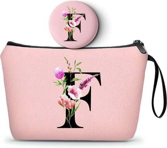 Birthday Thank You Appreciation Monogrammed Gifts for Mom Aunt Teacher Sister Friend Coworkers Bride Bridesmaid Makeup Cosmetic Bag with Mirror Mothers Day Christmas Graduation F