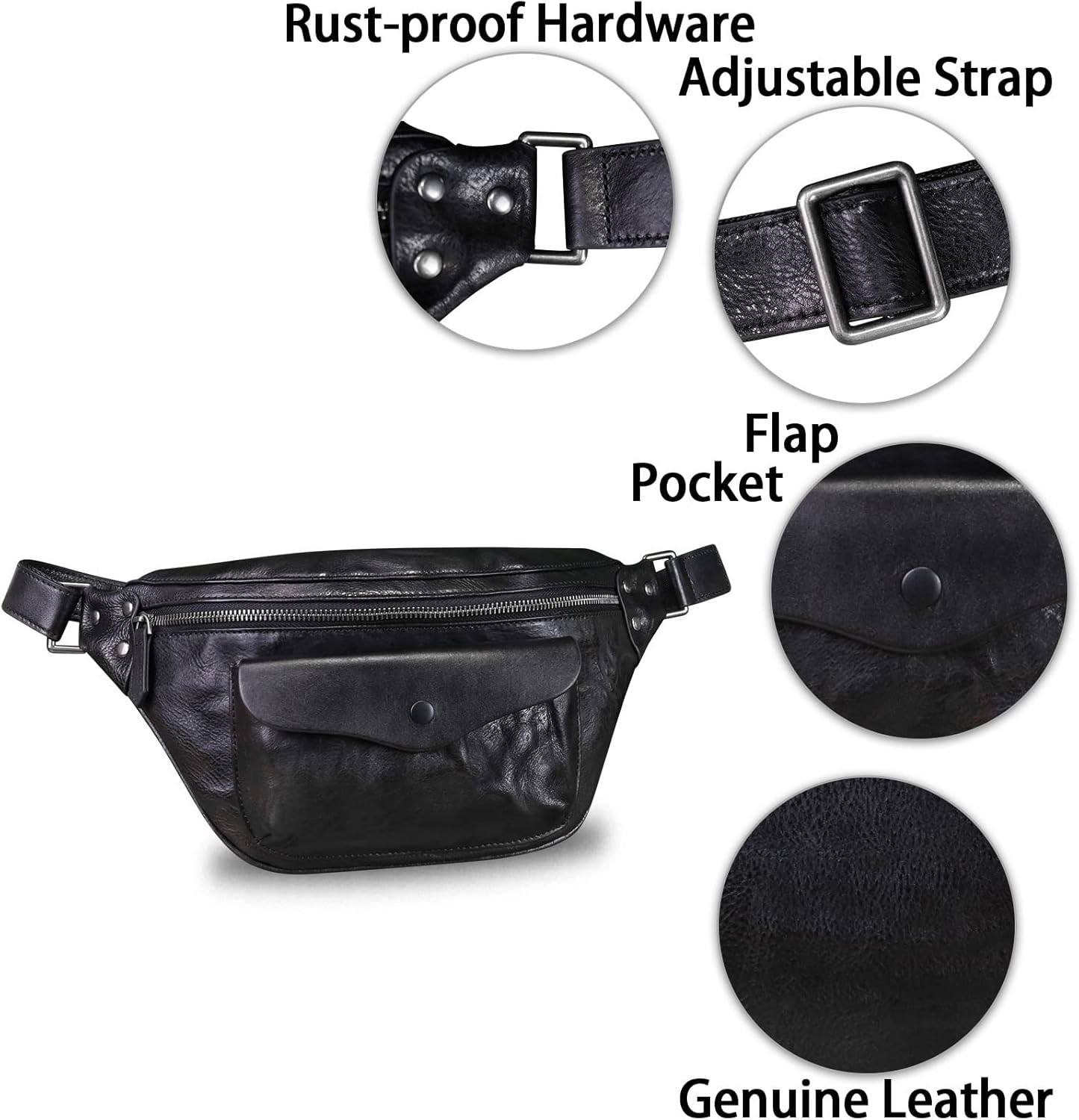 Genuine Leather Fanny Pack for Women and Men Vintage Real Leather Sling Bag Crossbody Bag Fashion Waist Bag Chest Purse