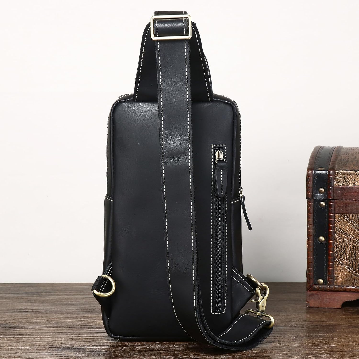 Genuine Leather Sling Bag for Men Women Backpack Chest Shoulder Satchel Crossbody Bags Casual