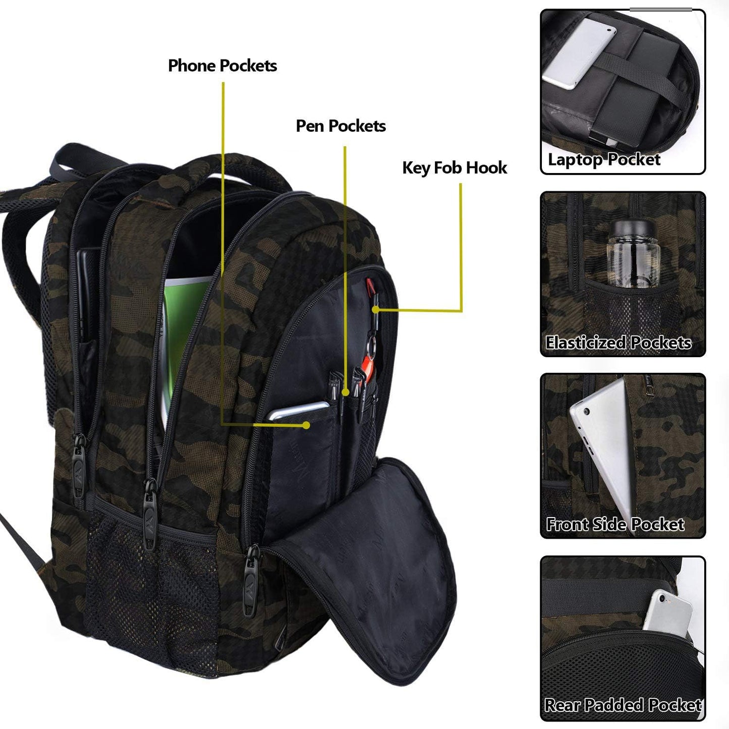 MATEIN 15.6 Inch Laptop Backpack, Sturdy Business Travel Laptop Bagpack with USB Charging Port