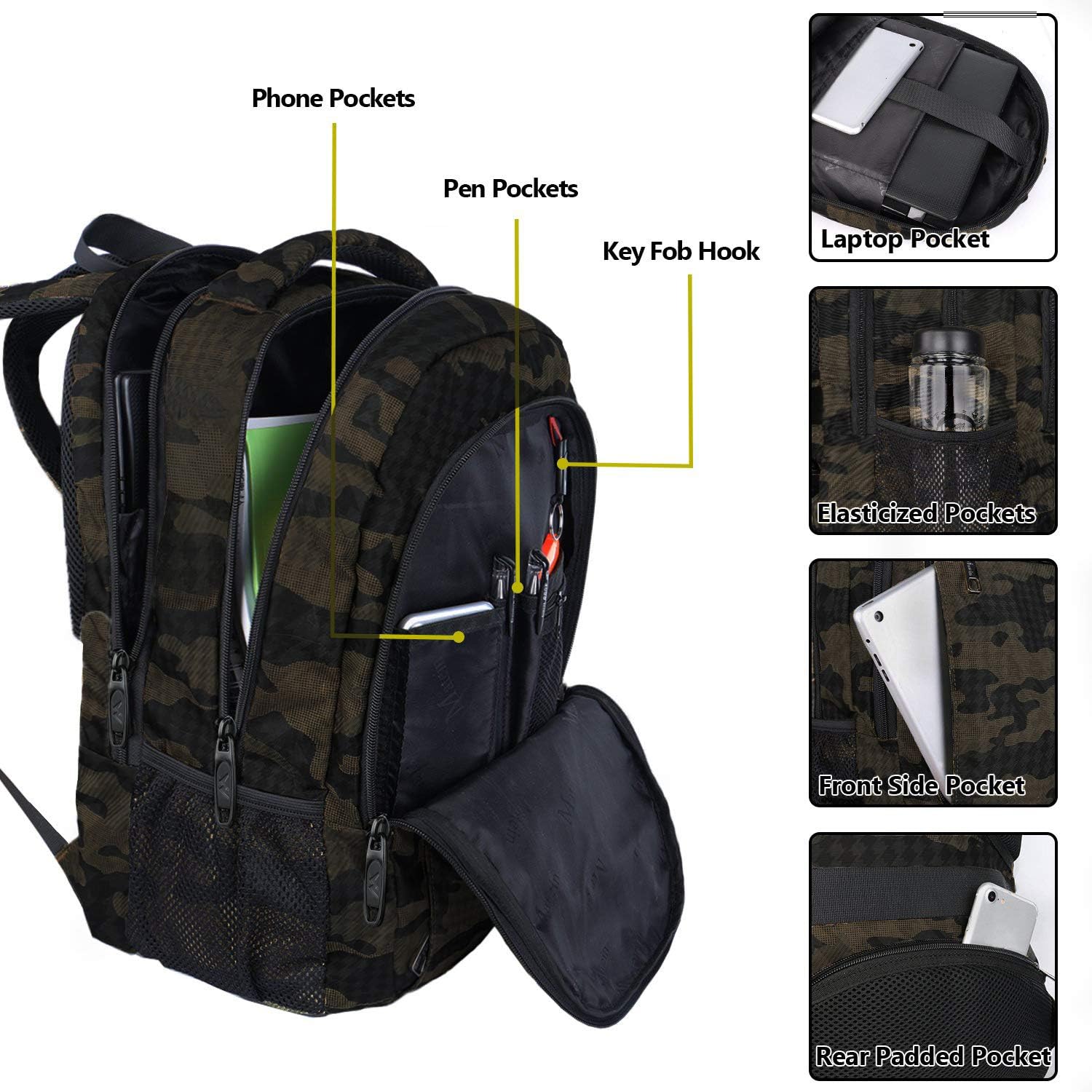 MATEIN 15.6 Inch Laptop Backpack, Sturdy Business Travel Laptop Bagpack with USB Charging Port