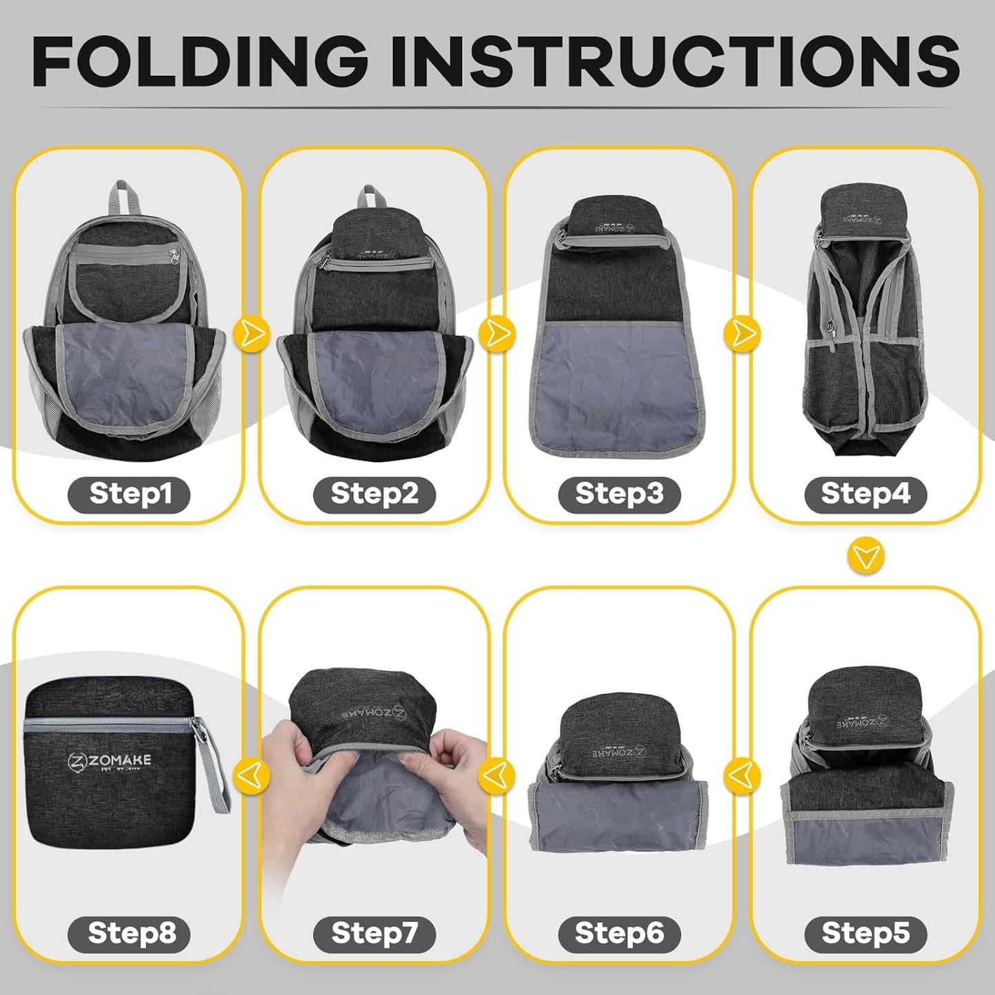 ZOMAKE Ultra Lightweight Packable Backpack 10L,Small Foldable Backpacks Hiking Water Resistant