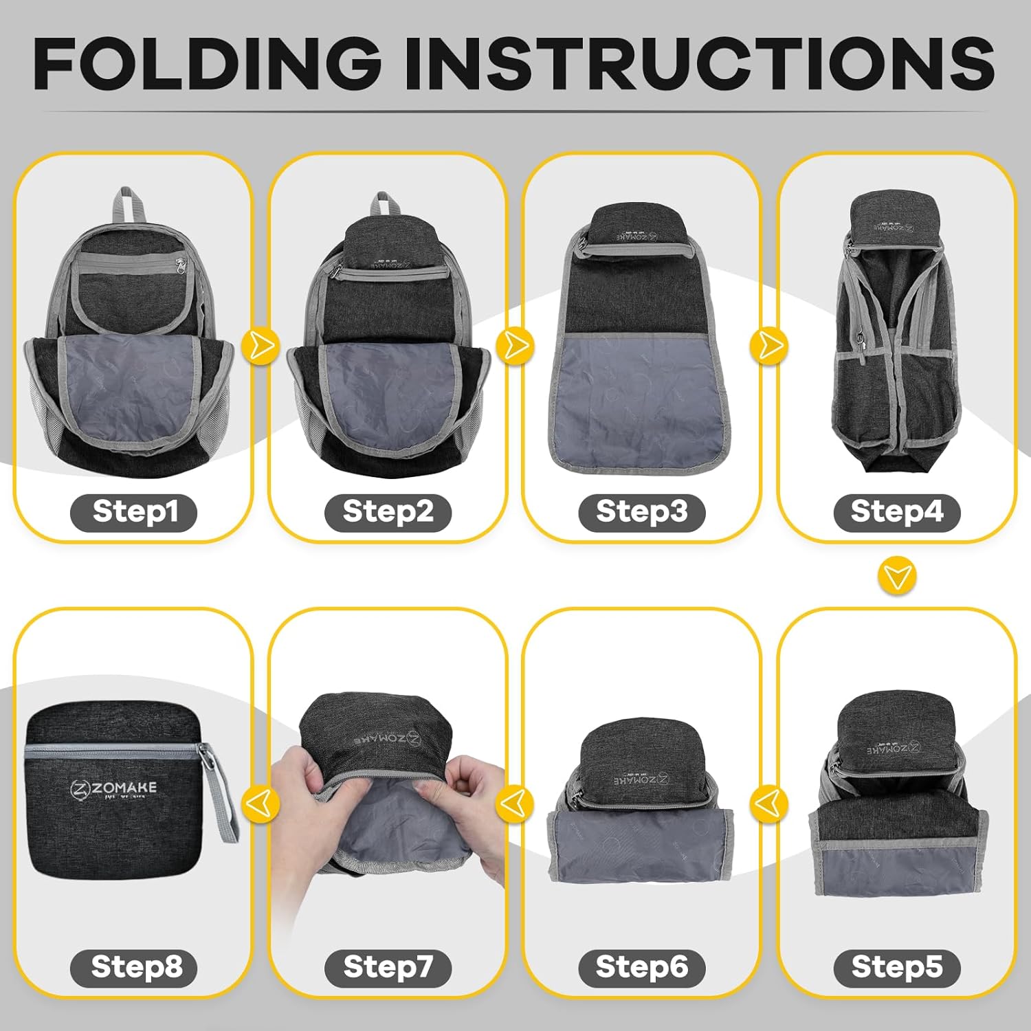 ZOMAKE Ultra Lightweight Packable Backpack 10L,Small Foldable Backpacks Hiking Water Resistant