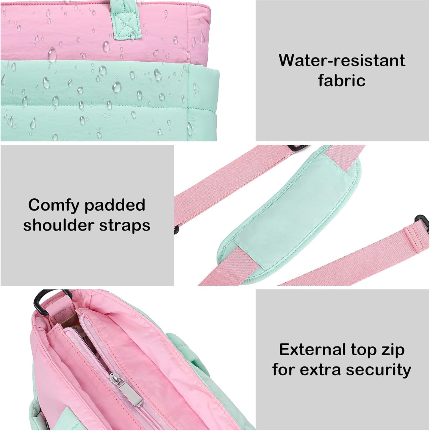 AOCINA Puffy Tote Bag for Women Quilted Work Bag Nurse Bags Women's Handbags for Travel