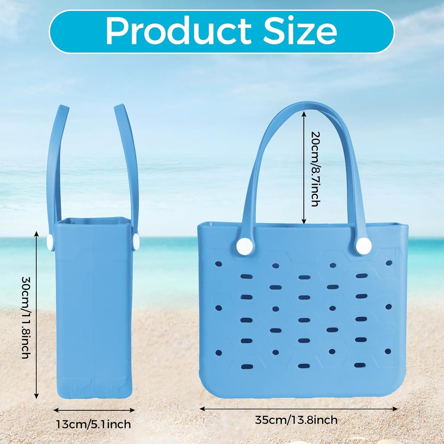 Medium Rubber Beach Bag for Men & Women, Large Capacity Rubber Travel Tote Bag for the Beach Boat Pool