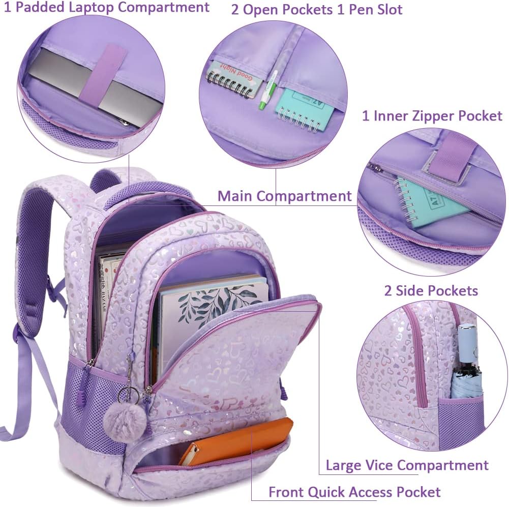 School Backpack for Girls Large Fluffy Bookbag for Kids Teens School Bags for Girl Primary Middle School Casual Daypack