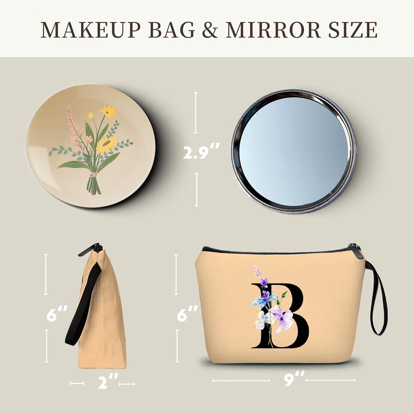 Birthday Inspirational Bridesmaid Proposal Team Small Gifts for Women Mom Aunt Teacher Sister Coworkers Makeup Cosmetic Bag Travel with Mirror Mothers Day Christmas Graduation B