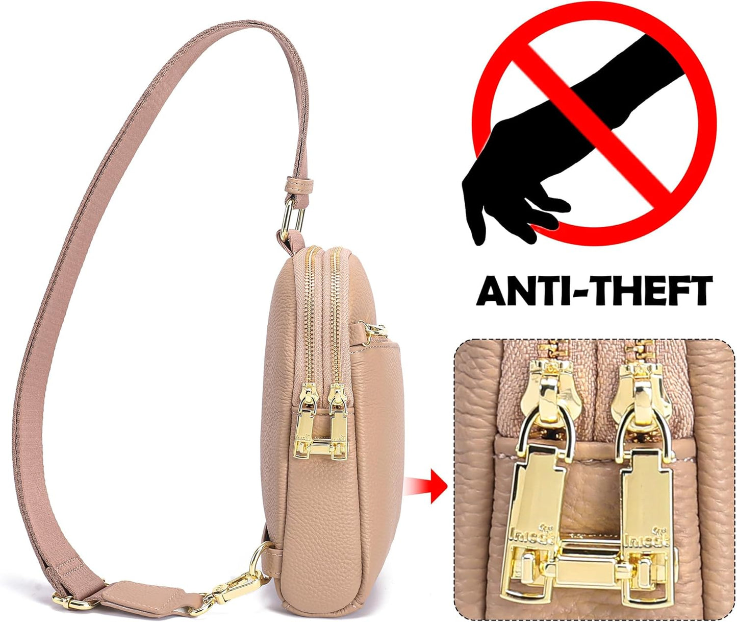 INICAT RFID Blocking Sling Bag Anti Theft Crossbody Bags for Women Travel Fanny Pack Cross Body for Woman Chest Bag