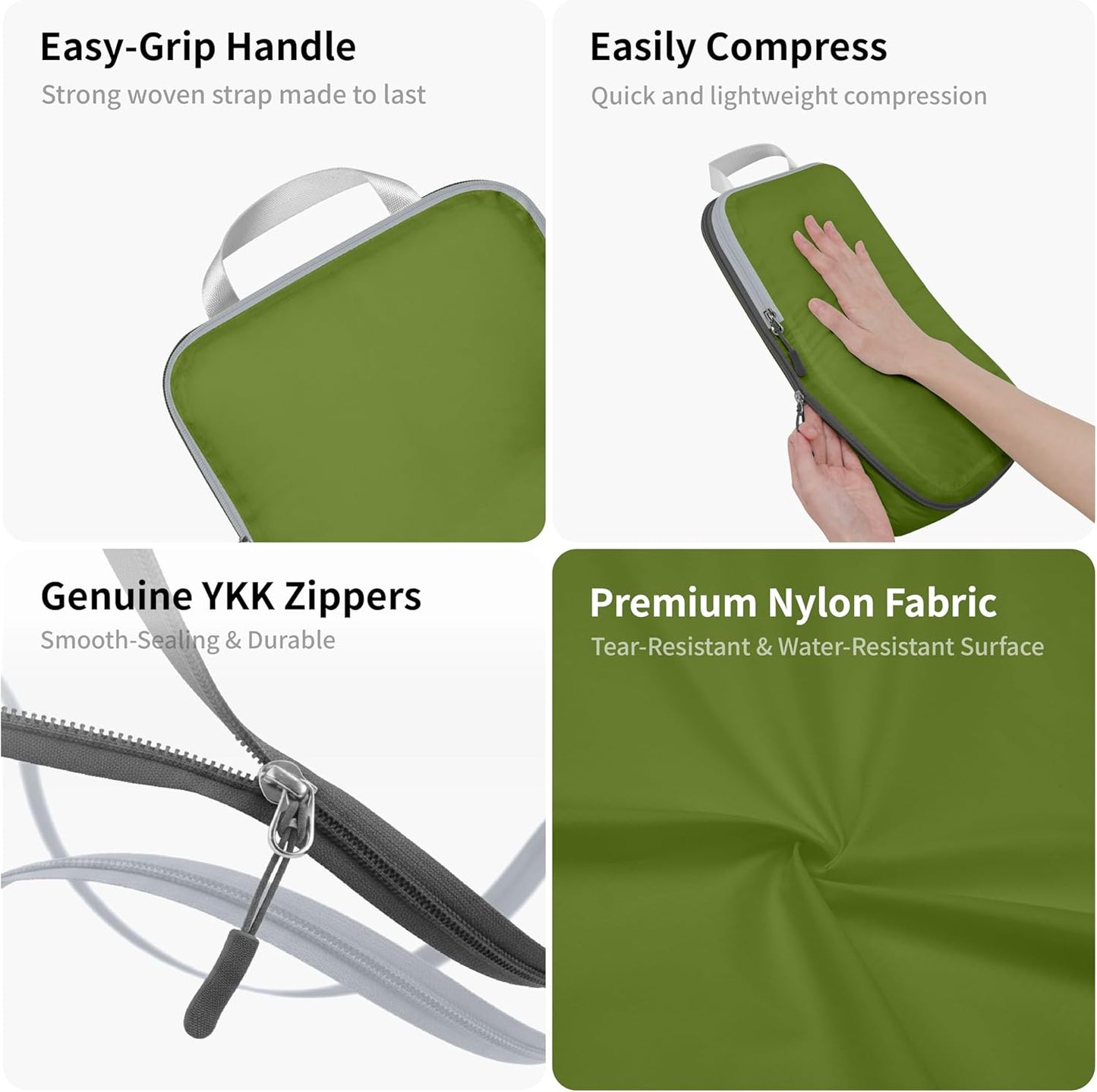 Cipway Compression Packing Cubes Set, Ultralight Expandable Travel Packing Organizers for Carry on Luggage (Green 6pcs)