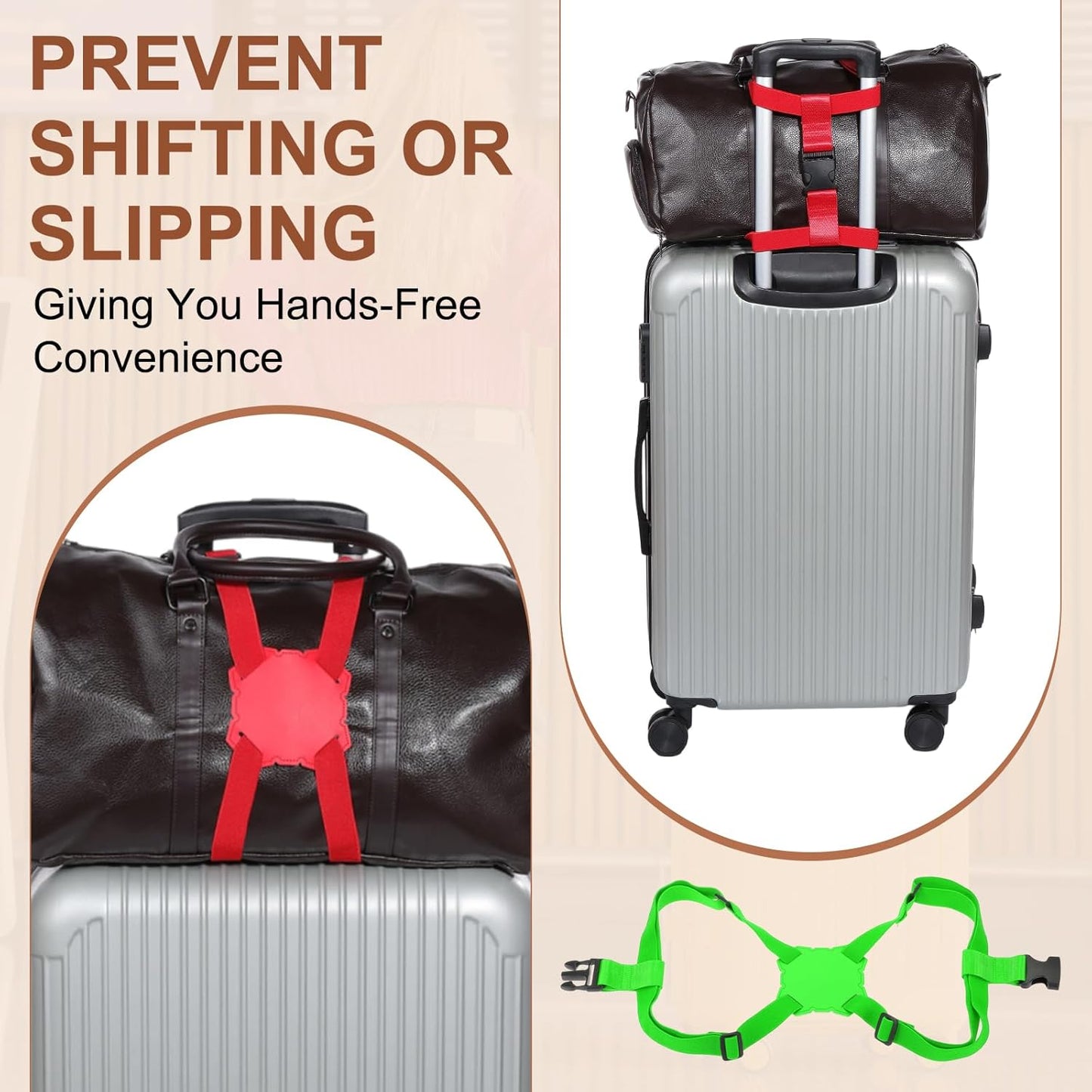MECCANIXITY Luggage Strap Bag Bungee Elastic Suitcase Adjustable Belt for Suitcases Add A Bag Easy to Travel, Green
