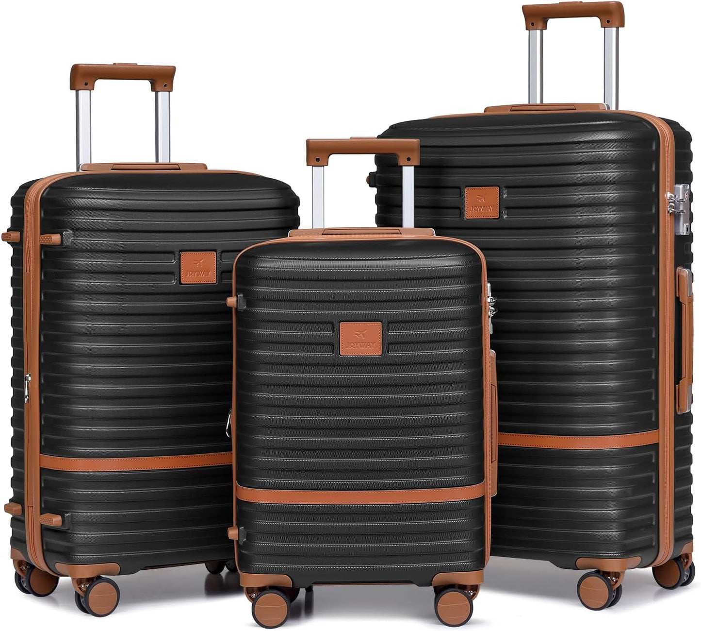 Joyway Luggage Set 3 Piece Suitcase Sets with Spinner Wheel,Hardside Expandable Travel Laggage with TSA Lock (Black