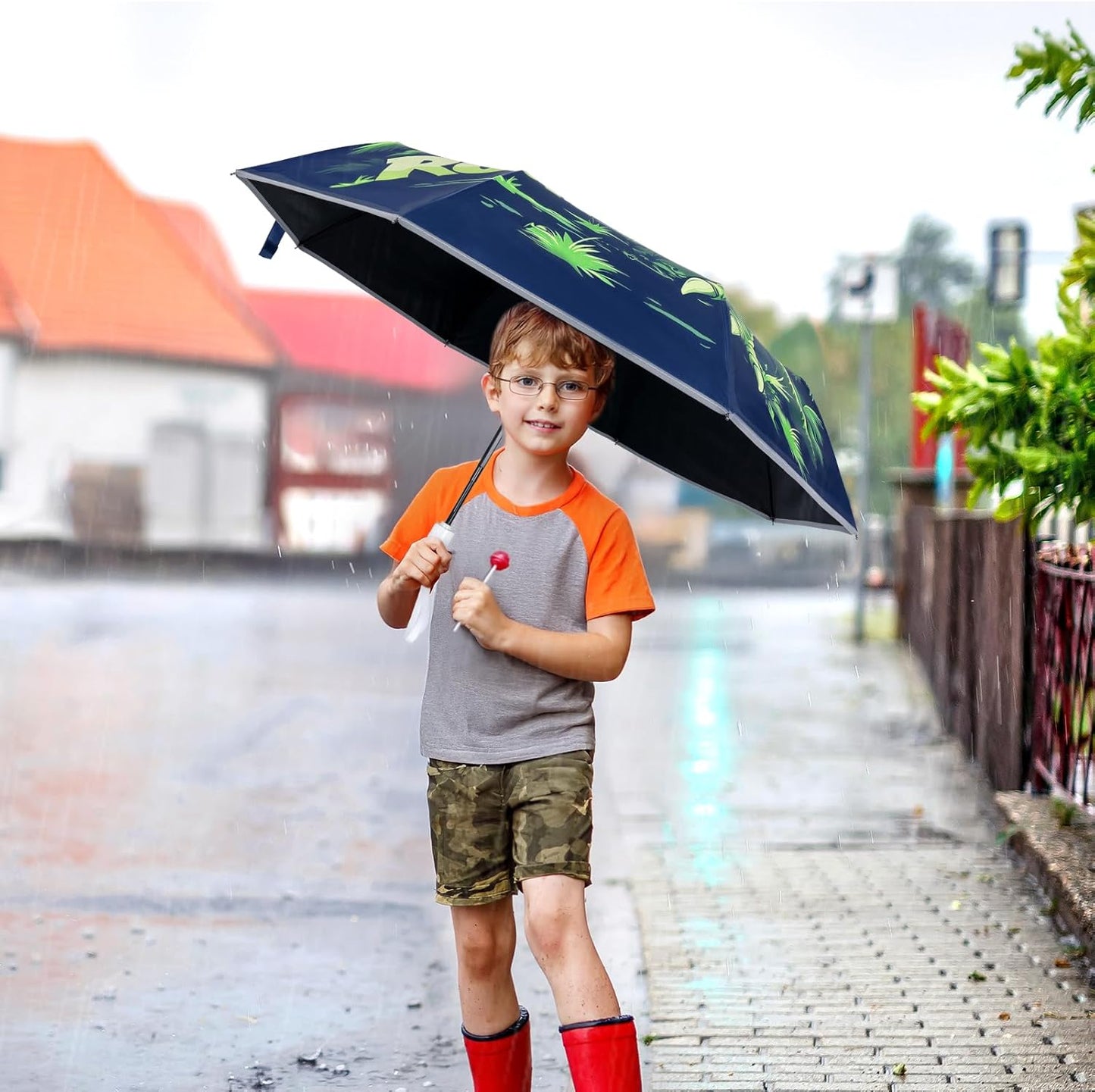 Kids Folding Umbrella Toddler Umbrella with UV Protection Portable Auto Open/Close Anti-rebound Safe Design Windproof, Compact, Lightweight Cute Umbrella for Girls & Boy