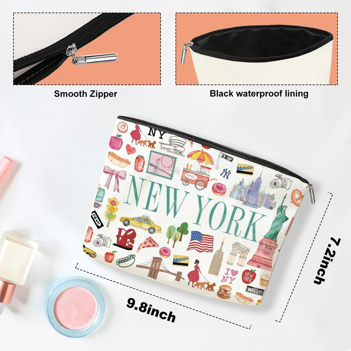 New York Souvenirs and Gifts Souvenirs from USA Makeup Bag Cosmetic Bag for Women Friend Sister Bestie New York Travel Lover Weekend Bag Vacation Christmas Birthday Friendship