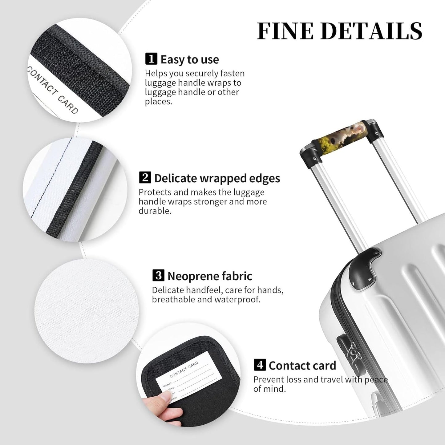Luggage Handle Wraps Cute Dog Pattern Luggage Identifiers Soft Neoprene Luggage Handle Wraps For Suitcase Trolley Handle Grip Cover 2 Pack Luggage Tags