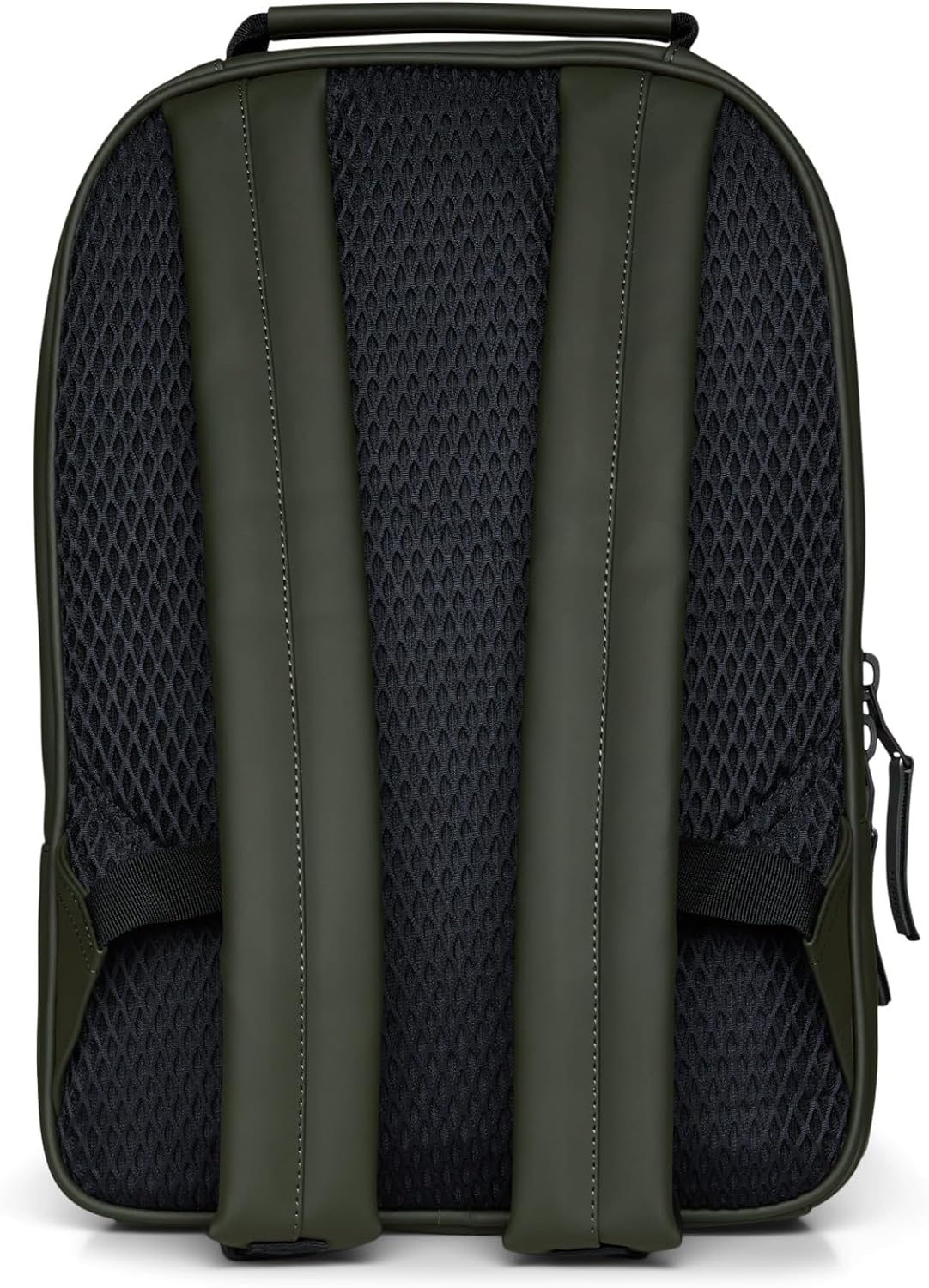 RAINS Book Daypack - Green Laptop Backpack for Men and Women, Waterproof Black Minimalist Commuter Bag with 15” Laptop Room, Front Zip Pocket - 2 Year Warranty