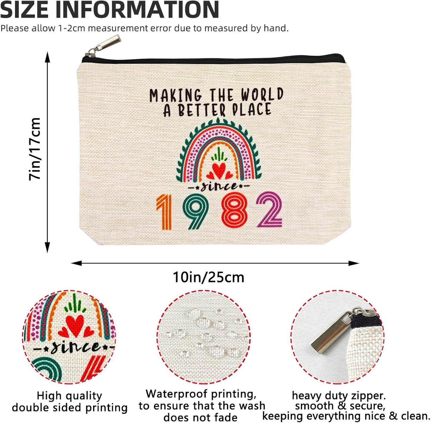 43rd Birthday Gifts Women Makeup Bag, Happy 43rd Birthday Decorations Woman, Best 43 Year Old Gifts Ideas for Her, Mom, Wife, Sister, Mothers Day, 1982 Anniversary Party Favors, Christmas