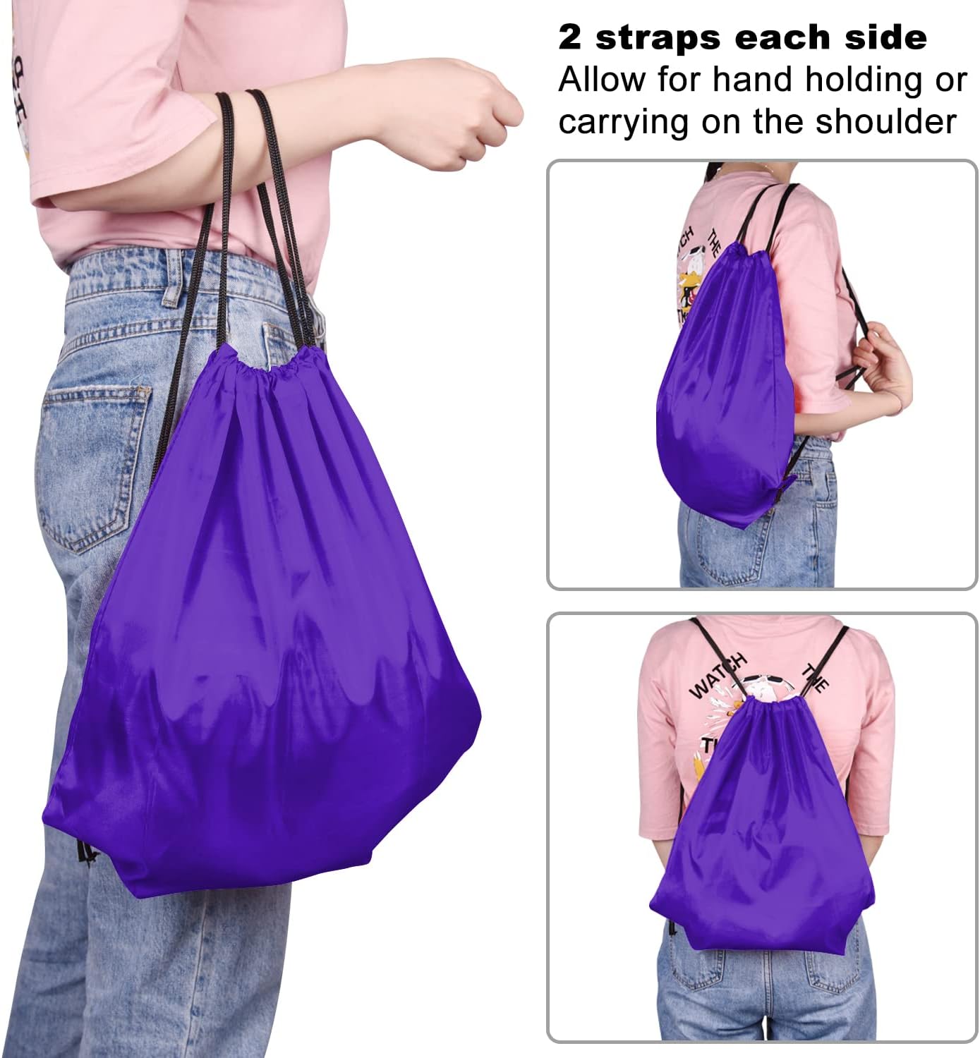 KUUQA 100Pcs Purple Drawstring Backpack Bag Bulk Drawstring Bags String Bags Storage Bags Gym Backpack for Sport Gym Traveling
