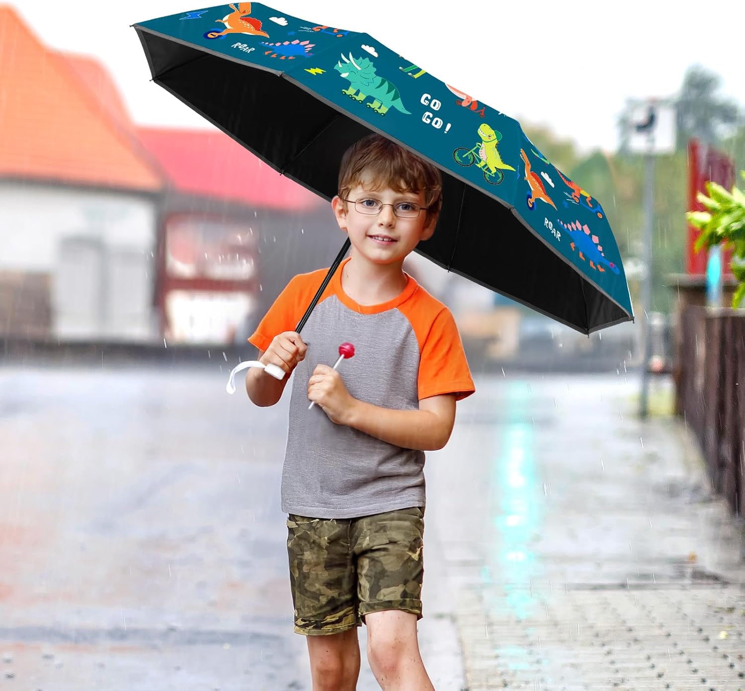 Kids Folding Umbrella Toddler Umbrella with UV Protection Portable Auto Open/Close Anti-rebound
