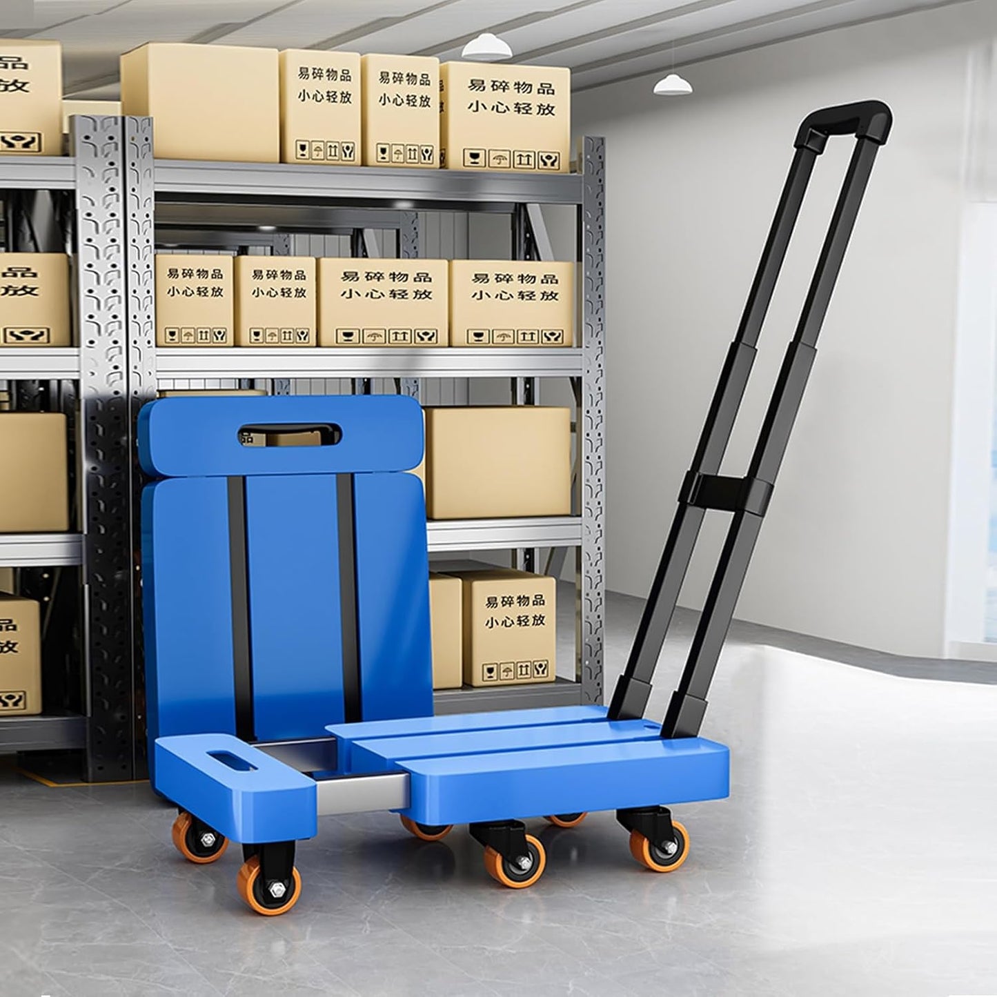 Folding Rolling Kitchen cart, Heavy Duty Luggage Rollin Cart, Metal Utility Cart, for Luggage