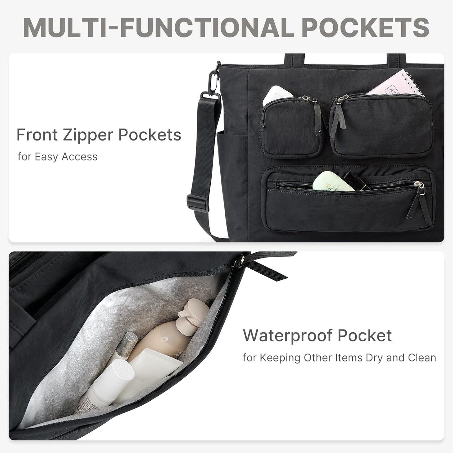 G4Free Tote Bag for Women, Lightweight Work Bag with 15" Laptop Pocket for Teacher Nurse Casual Shoulder Bag for Travel Daily