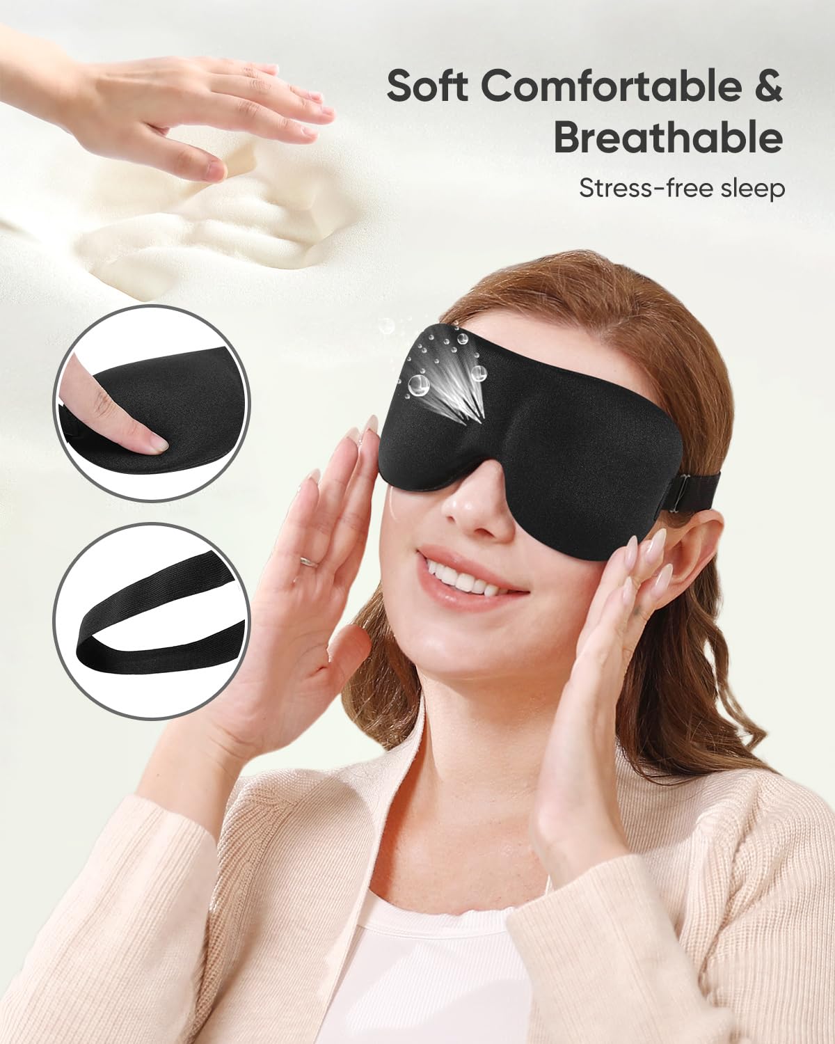 LKY DIGITAL Sleep Mask for Side Sleeper 3 Pack, Blackout 3D Eye Mask