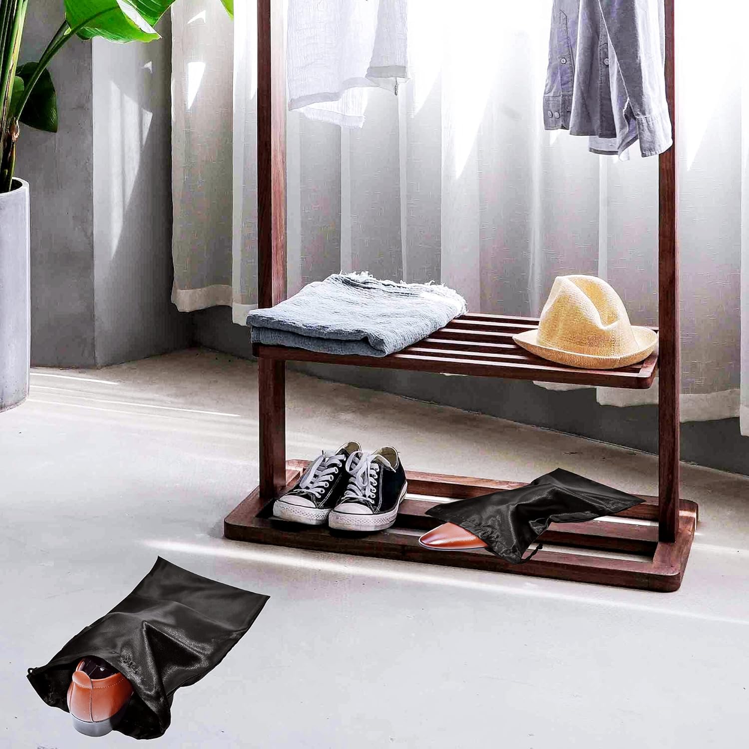 GONGKANGYUAN 10 Pack Shoe Bags for Travel Satin Fabric Shoe Bag with Drawstring for Men Women
