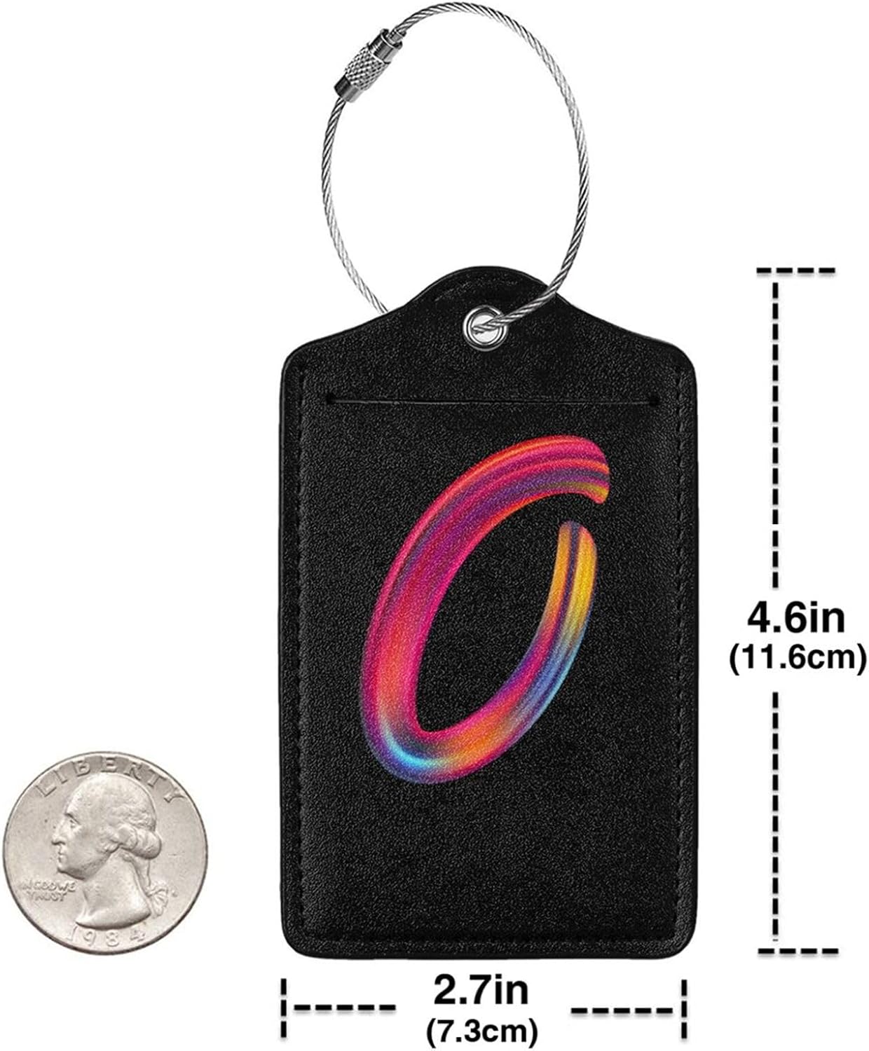 2 Pack Initial Luggage Tags for Suitcase, Colorful Letter Design Cruise Name Bag Tags, Novelty Baggage Identifiers with Full Privacy Cover, Leather ID Label for Women Men Kids Travel, Rainbow Letter O