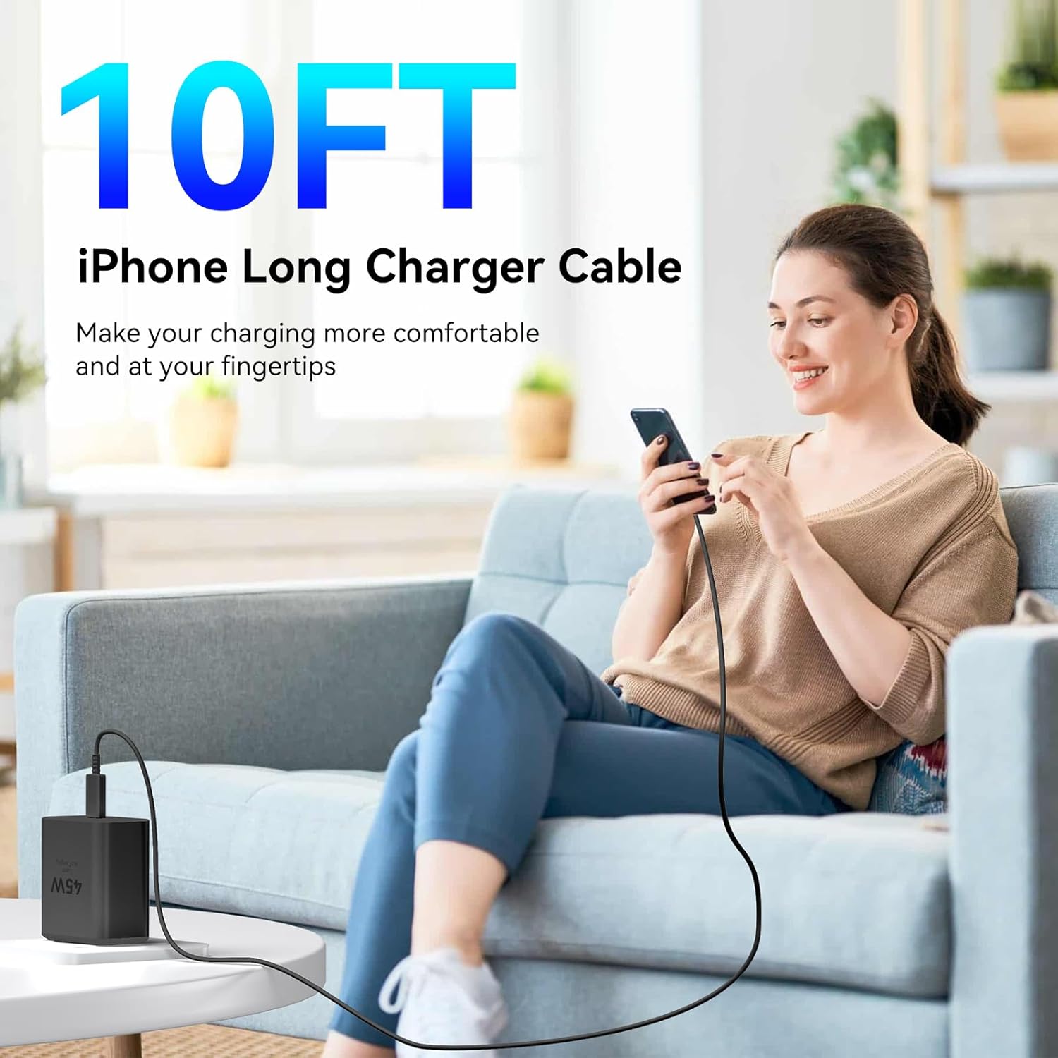 iPhone 17 16 15 Charger Fast Charging PD 45W, 10 FT USB C Cable iPhone 17/16/15 Pro max Charging