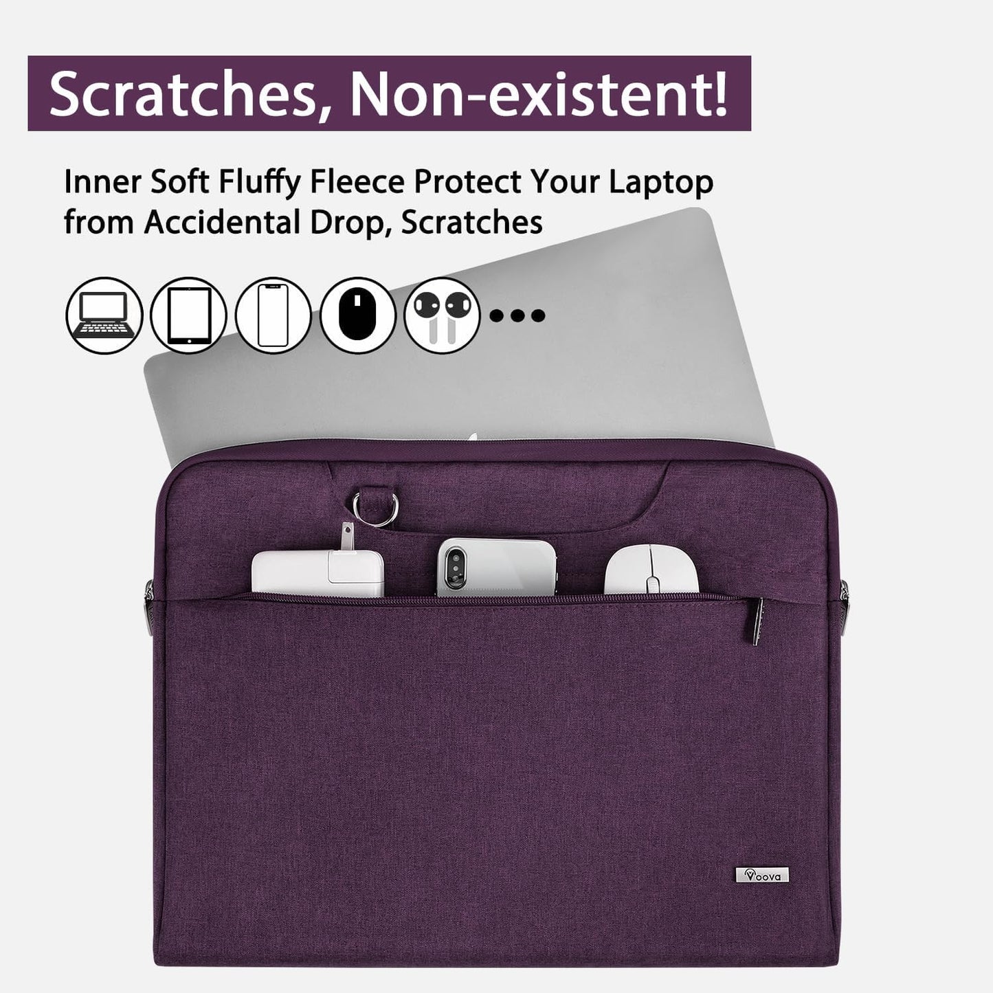 Voova Laptop Case 13 14 15 16 17 Inch with Shoulder Strap, Waterproof Laptop Sleeve Slim Briefcase