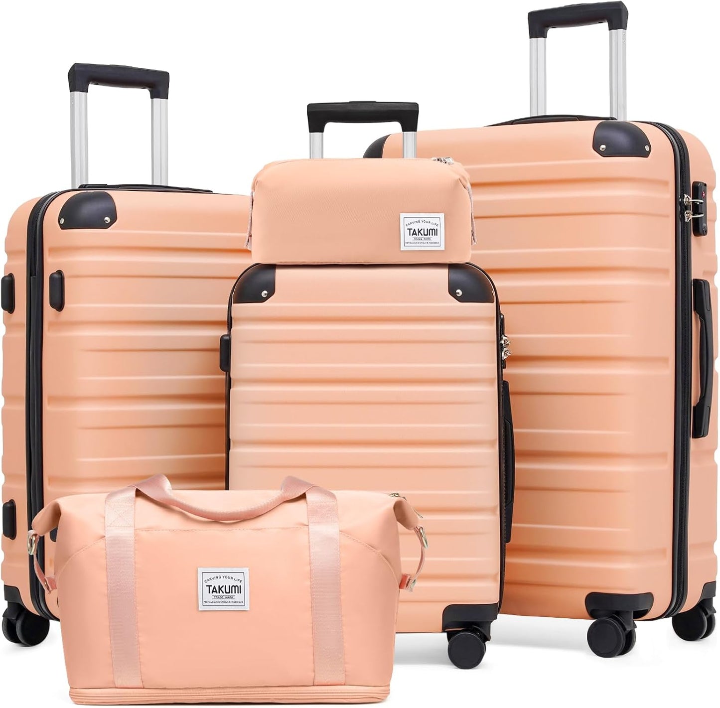 TAKUMI Luggage Sets 5 Piece Lightweight Carry On luggage with Duffel Bag ABS+PC Hardshell Suitcases
