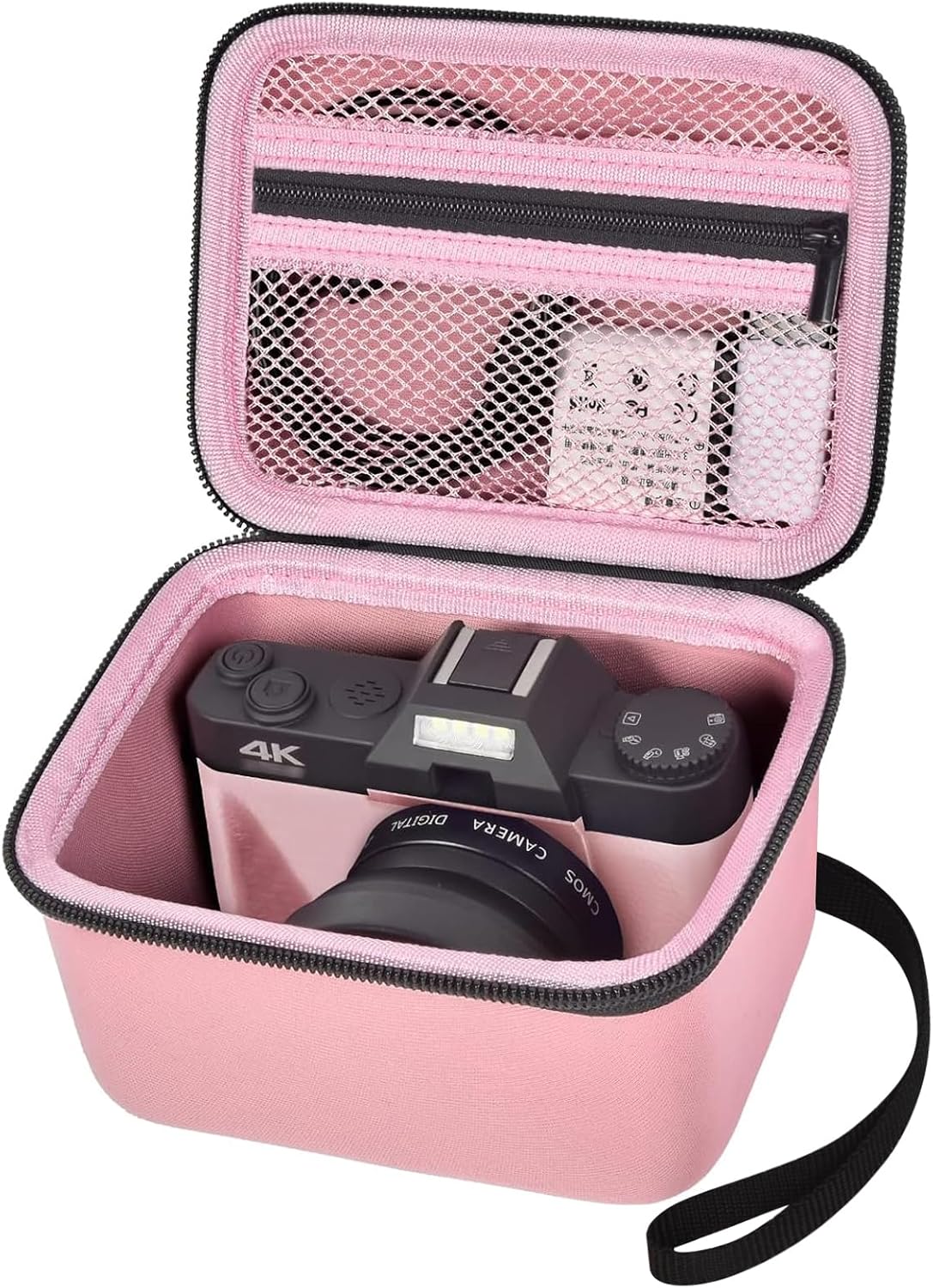Vlogging Camera Case Compatible with for Duluvulu/for VJIANGER/for JGIPL/for TEBNGIHNM 4K Digital Cameras for Youtube. Vlog Camera Carrying Storage for Lens, Cable and Other Accessories - Pink