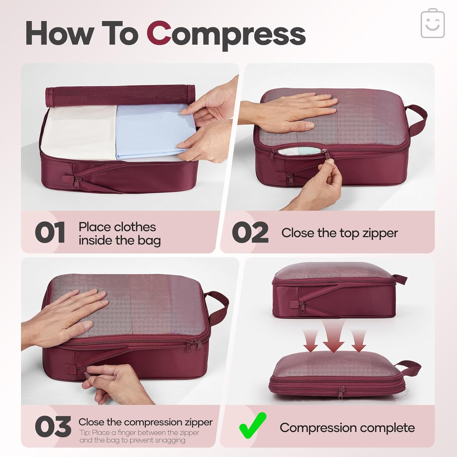 Veken 9/11 Set Compression Packing Cubes for Travel Essentials,Compressible Expandable Large