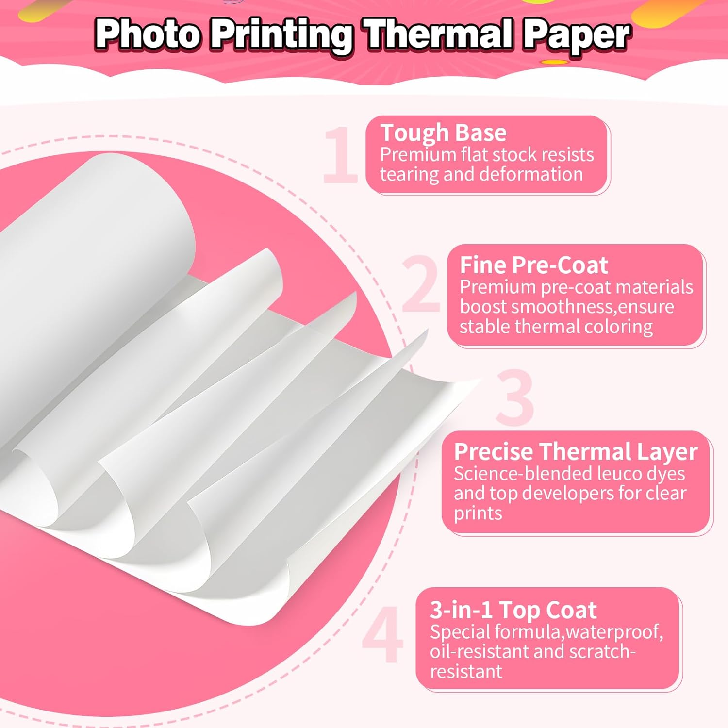 Kids Camera Instant Photo Printing Paper Roll, 6 Rolls Leebotree Thermal Print Refill Fit for Most