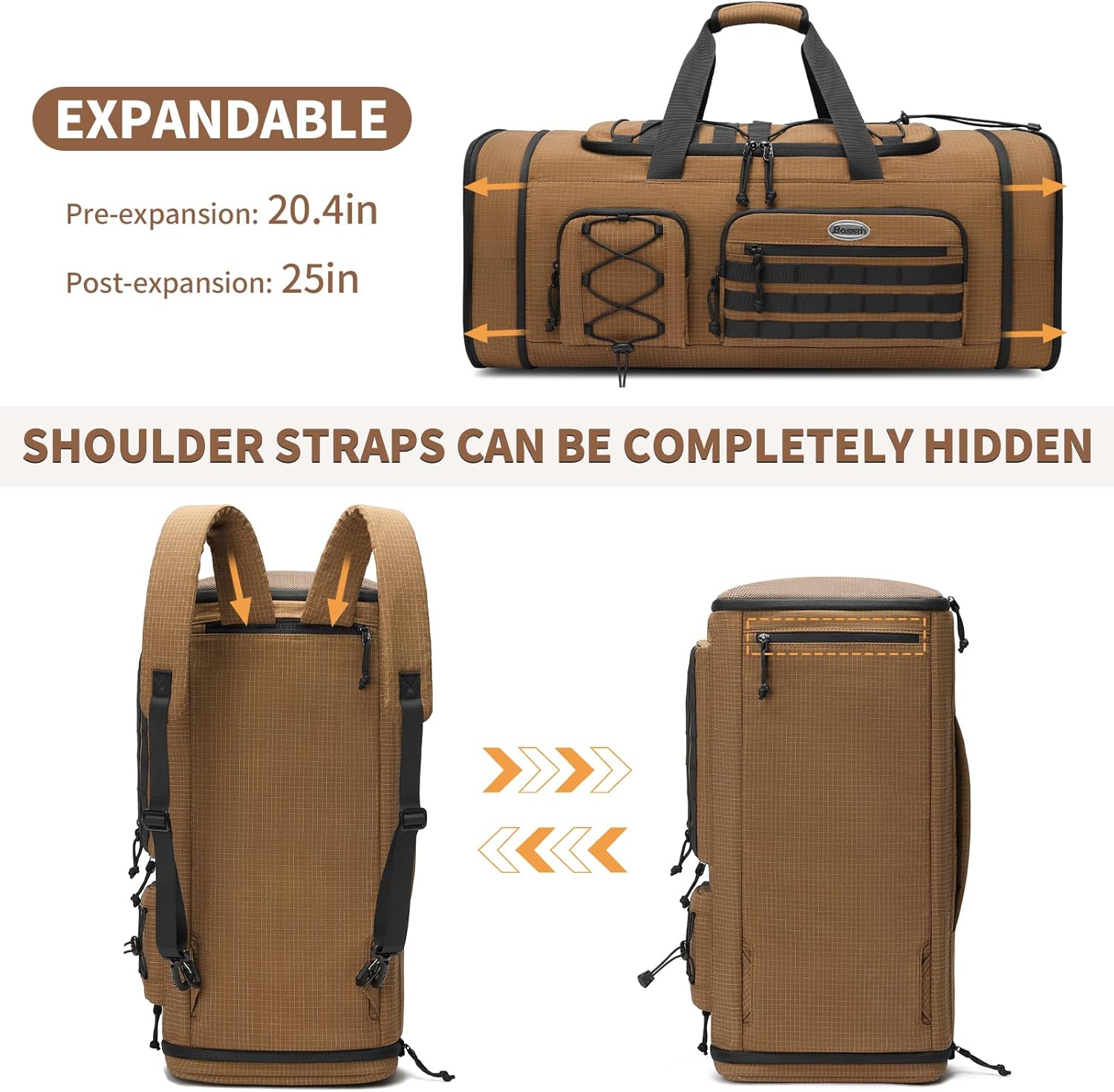 Bosstin Gym Bag for Men & Women,45L Travel Duffle Sports Duffel Bag Gym Weekender Overnight