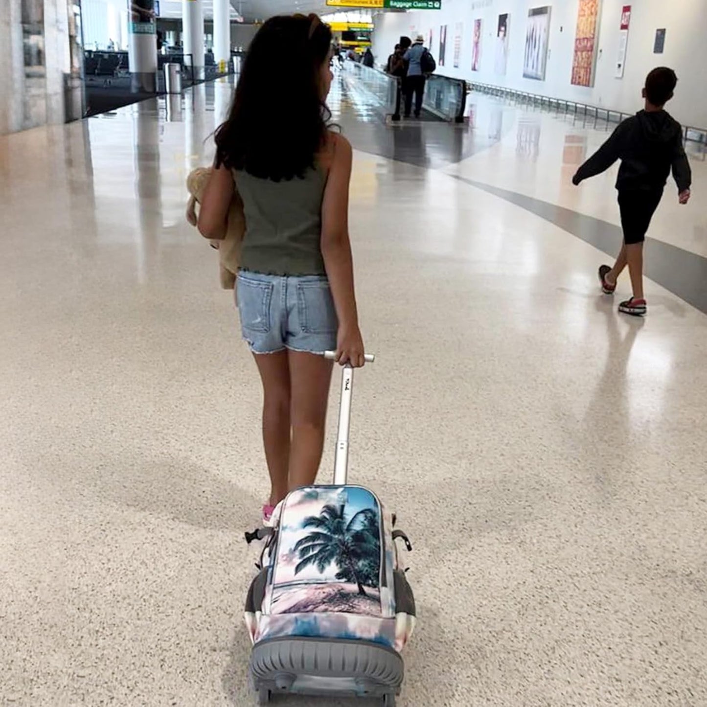 Tilami Rolling Backpack 19 inch Wheeled Cute LAPTOP Boys Girls Travel School Student Trip (Seaside)
